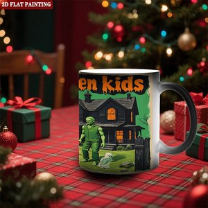 Mug en céramique 2D pour enfants, peinture à changement de couleur, 11 oz, design sensible à la chaleur, Halloween - Product Image 2