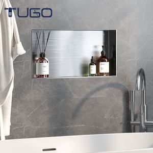 رف حمام معدني مدمج عالي الجودة من الفولاذ المقاوم للصدأ، متوفر باللون الذهبي والأبيض والنيكل المصقول والأسود - Product Image 1