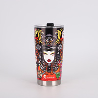 Gobelet isotherme en acier inoxydable personnalisé avec impression couleur, tasse à café avec couvercle pour cadeau, 20 oz, mug de voyage isolé sous vide