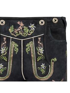 Lederhosen Short en cuir souple de qualité supérieure pour homme en daim noir élégant Tenue traditionnelle bavaroise brodée sur mesure grande taille - Product Image 4