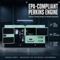 Générateur diesel certifié EPA pour le marché américain, 25 kW, 60 Hz, 220 V, générateur diesel silencieux à capot ouvert avec moteur modèle 404D-22TG