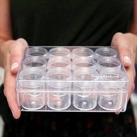 Boîtes de rangement pour bijoux en plastique à 12 compartiments, avec couvercles, pour perles rondes, diamants, organisation, artisanat et stockage de bouteilles