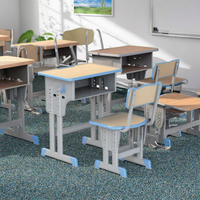 Tables d'étude et chaises en plastique et acier pour salles de classe scolaires, modernes, durables et écologiques RSD