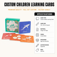 Boîte personnalisée avec couvercle et base pour jeu de cartes éducatives sur les animaux pour enfants, fabricant en gros de cartes d'apprentissage personnalisées