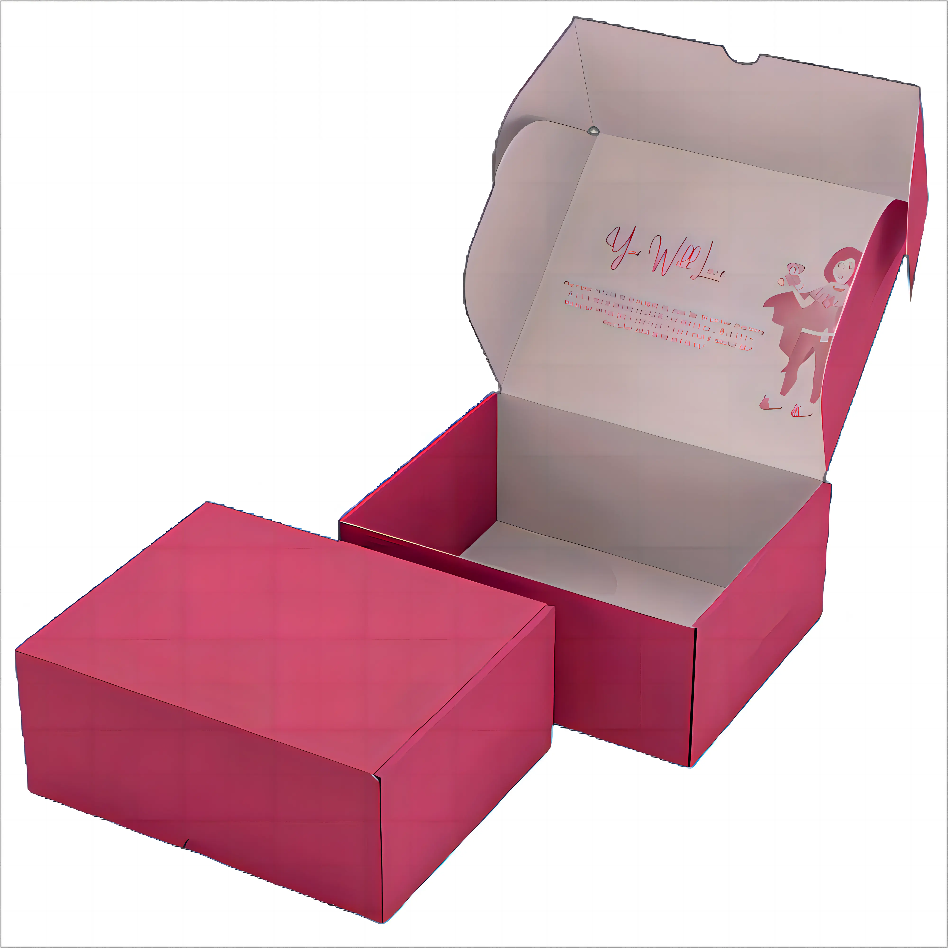 Paquet de boîte postale de qualité supérieure avec logo personnalisé Emballage durable de rallonge de cheveux de perruque en papier carton Boîtes d'expédition roses