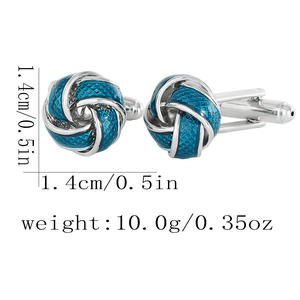 Mancuernillas para <span class=keywords><strong>Camisa</strong></span> Francesa para Hombre, Botones Redondos Simples en Oro y Plata, con <span class=keywords><strong>Nudo</strong></span>, Blancas y Azules - Product Image 6