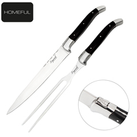 Couteau à découper la viande professionnel, ensemble d'outils de cuisine 2 pièces, couteau à steak Laguiole en acier inoxydable, fourchette à viande originale