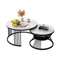 Simple blanc métal pierre or luxe nordique rond moderne dessus en marbre Tables basses table centrale de nidification pour ensemble de salon maison