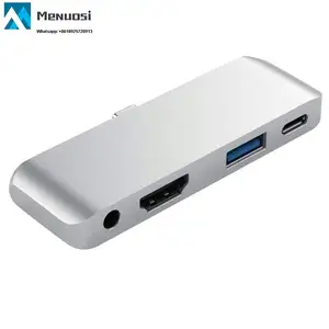 USB C Hub עם 3.5Mm אודיו ג 'ק 4K HD MI 5Gbps USB יציאת 18W טעינה רב רכזת עבור IPad Tablet מחשב נייד שולחן עבודה SmartPhone
