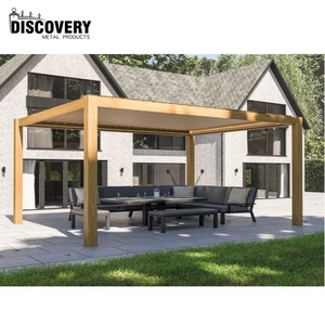 Bioclimatic Nhôm Cơ Giới pergola với đèn LED louvered mái kính cửa trượt Patio gazebo-cho sân sau khung gỗ - Product Image 3