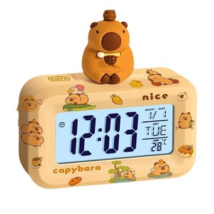 Réveil intelligent Capybara, mini horloge électronique de bureau pour étudiants avec veilleuse et fonction snooze pour les enfants, retour à l'école - Product Image 5