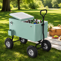 Chariot isotherme roulant 73L en métal, très populaire, avec seau à glace, pour garder au frais, avec roues et poignée de traction, idéal pour les fêtes
