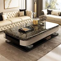Nouvelle table basse rectangulaire moderne avec rangement, table basse haut de gamme pour salon, plateau en verre trempé et acrylique