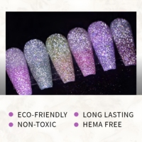 Gel thermique changeant de couleur TRIONE Diamond Reflective Glitter Mood Change Gel Platinum, gel UV changeant de couleur en fonction de la température, étiquette privée, flacons de 15 ml