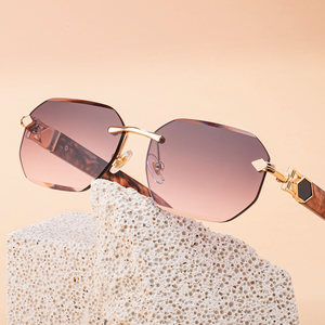 Lunettes <span class=keywords><strong>de</strong></span> soleil Partagas pour femmes, <span class=keywords><strong>de</strong></span> créateur, sans monture, rectangulaires, avec verres taillés en diamant, protection UV400, personnalisables avec logo, vente en gros - Product Image 3