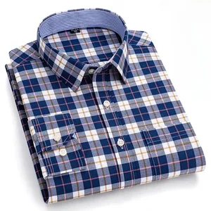 Nouveauté : Chemises à manches longues pour hommes en taille plus 7XL, 100% coton Oxford, décontractées élégantes, respirantes, printemps, vintage, à carreaux - Product Image 4