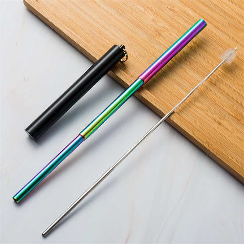 Black case+Rain bow straw