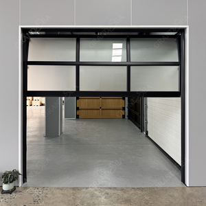 Portes de <span class=keywords><strong>garage</strong></span> résidentielles modernes en aluminium noir avec cadre en grille et verre dépoli, personnalisables, au meilleur prix de gros pour la maison - Product Image 1
