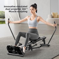 Remo Hidráulico Plegable de Doble Palanca, Silencioso, con Resistencia Ajustable, Equipo de Fitness Cardiovascular para Entrenamiento en Casa