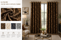 Tissu de rideau jacquard abstrait de luxe à motif de branches, matériau de draperie tissé texturé métallique