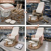 Fauteuil de bain de pieds inclinable de luxe avec cuvette en verre et revêtement personnalisé pour salon de beauté