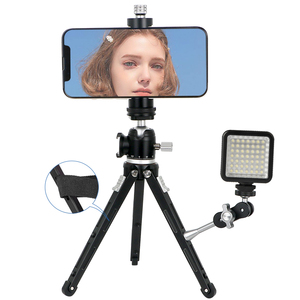 Chân máy hợp kim nhôm với nhiề<span class=keywords><strong>u</strong></span> giao diện mở rộng, Gimbal, kẹp điện thoại, bàn tay ma thuật, Giá đỡ máy tính để bàn phát trực tiếp - Product Image 6