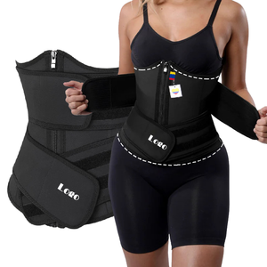 Cintura Modellante Sportiva da Donna con Doppio Velcro, Cinghie di Supporto <span class=keywords><strong>per</strong></span> Allenamento, Corsetto Sottoseno in Lattice a Forma di W con Cerniera - Product Image 4