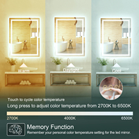Miroir de salle de bain LED moderne avec interrupteur tactile anti-buée, en stock, en promotion