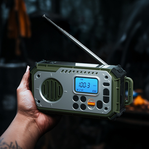 Khẩn cấp năng lượng mặt trời Hand Crank Dynamo AM & FM radio với đèn pin, sạc điện thoại, Loa - Product Image 1