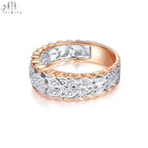 Vente chaude Vintage Design 18K Solide Blanc Et Or Rose Bague Bijoux Réel Diamant Naturel Bague Personnalisée Bijoux Pour Femmes - Product Image 3