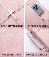 Étui de protection pour Bible en cuir PU avec design croisé et marque-page en cuir, fermeture éclair personnalisable avec logo, idéal comme cadeau d'église