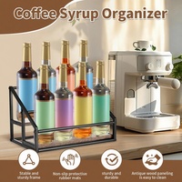 Présentoir à Sirop de Café Minghou, Étagère de Rangement pour Bouteilles d'Alcool, Support à Vin à 2 Niveaux pour 4 Bouteilles, Idéal pour Bar à Café et Cuisine