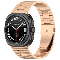Bracelet de montre en acier inoxydable de luxe à 3 maillons avec fermoir déployant classique, compatible avec Samsung Watch 7 Ultra 47MM – Bracelets de remplacement