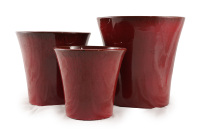 Pot de fleurs en céramique émaillée, écologique, durable, rouge bordeaux brillant, design à bord évasé, pour jardin intérieur et extérieur, avec trou de drainage