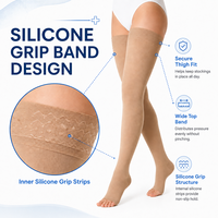 Bas de contention médical 30-40 mmHg, hauteur cuisse, à bout ouvert, avec bande antidérapante en silicone, compression graduée, OEM, marque privée