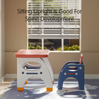 Bureau et Chaise d'Étude Ergonomiques Pliants en Plastique pour Enfants, Mobilier Nordique pour Chambre d'Enfant