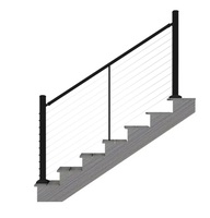 Système de garde-corps moderne en acier inoxydable à câbles, avec poteaux en aluminium, pour escaliers de terrasse, système dissimulé, escalier DIY - Vente chaude