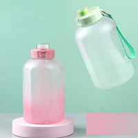Bouteille d'eau en plastique, 1500Ml/1 Ml/2500Ml, avec couvercle et paille, grande capacité, pour sport, célébrités d'internet