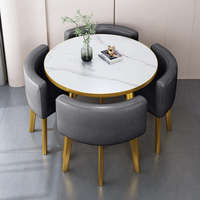 Table de salle à manger ronde en marbre et métal, style moderne et minimaliste, pour 4 personnes, avec 4 chaises – Meilleures ventes