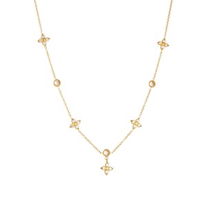 Gold Plated Flower Pendant Necklace With Diamond Accents Clavicle Chain For Women Daily Wear Gift Jewelry - Product Image 5