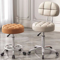 Tabourets de laboratoire en acier inoxydable avec base stable, design moderne, siège et dossier en cuir souple, pour hôpitaux et écoles