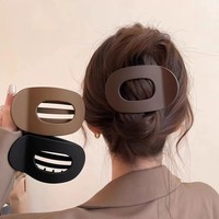 Grande pince à cheveux plate ovale en plastique, motif léopard mat, antidérapante, forte adhérence pour le coiffage, adaptée aux cheveux volumineux