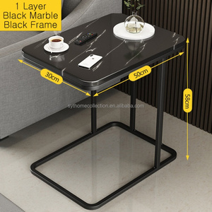 <span class=keywords><strong>Tavolino</strong></span> Laterale Moderno a Forma di C con Piano Nero, <span class=keywords><strong>Tavolino</strong></span> da Divano in Metallo per Soggiorno e Camera da Letto - Product Image 2