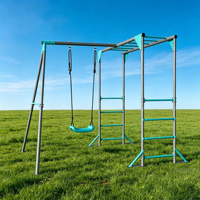 Ensemble de balançoires en métal d'extérieur avec barres de grimpe et échelle d'escalade pour enfants, pour aire de jeux dans la cour