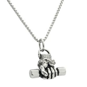 Stainless Steel <b>Dumbbell</b> Hand Pendant Necklace Men Punk Retro Style 60cm 70cm Chain Gift Jewelry - Product Image 4
