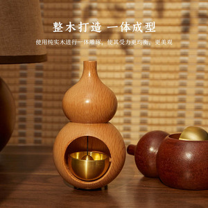 Timbre de madera maciza con forma de calabaza y campana de latón, estilo japonés, fácil instalación - Product Image 3