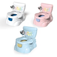 Mini modèle de dessin animé mignon en plastique toilette enfants pot formateur avec siège de toilette échelle pour bébé jouets