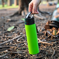 Bouteille d'eau pliable en silicone 600 ml, écologique, de qualité alimentaire, à boire directement avec couvercle, pour le camping, la randonnée, les voyages et les activités de plein air