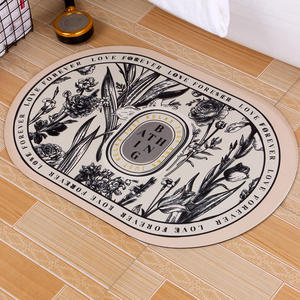 แผ่นรองอาบน้ำรูปวงรีจากดินไดอะตอม ลายดอกไม้ ดูดซับน้ำได้ดี มีแผ่นยางรองด้านหลัง สำหรับห้องน้ำ - Product Image 2