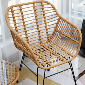 Muebles de Exterior Tradicionales, Silla de Jardín de Mimbre y Ratán, Silla con Brazos y Estructura Metálica de Alta Calidad para Restaurante - Product Image 6